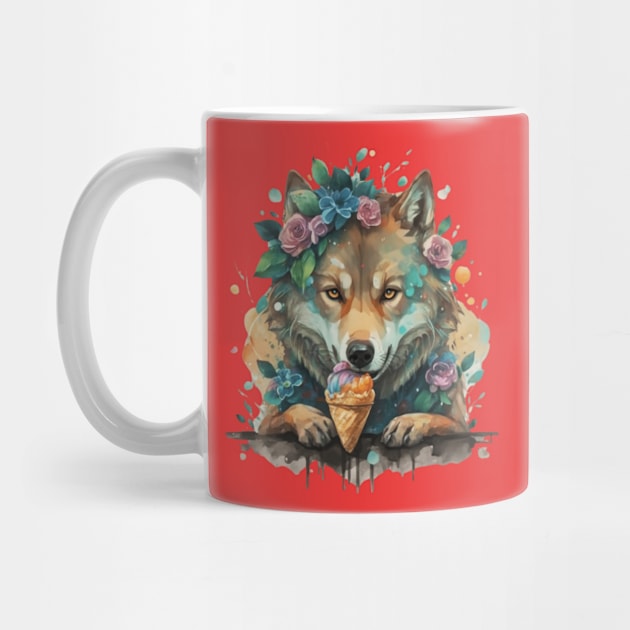 wolf eating ice cream gift ideas by WeLoveAnimals